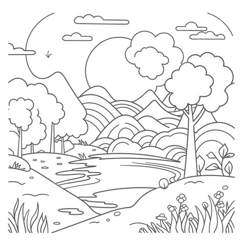 Simple Landscape Coloring Pages