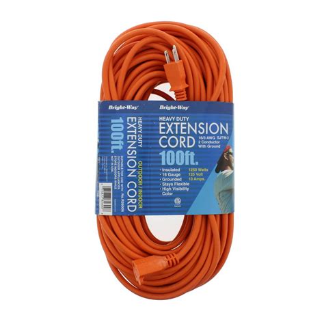 BRIGHT-WAY 100 ft. Heavy-Duty Extension Cord for Indoor and Outdoor Use in Orange-R2600 - The ...