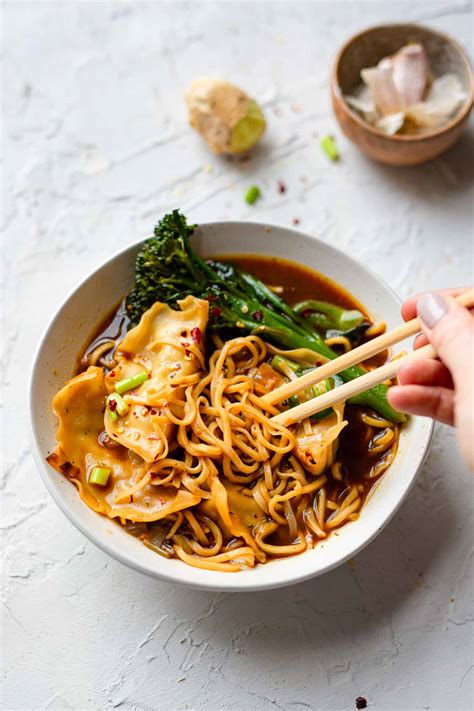 Gyoza Chilli Noodle Soup - Lucy & Lentils