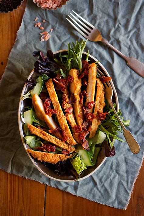 Crumbed Chicken Salad with Bacon and Sun Dried Tomato Relish - aninas ...