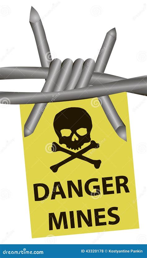 Danger Mines Sign. Vector Illustration Land Mines Icon Inside. Caution ...