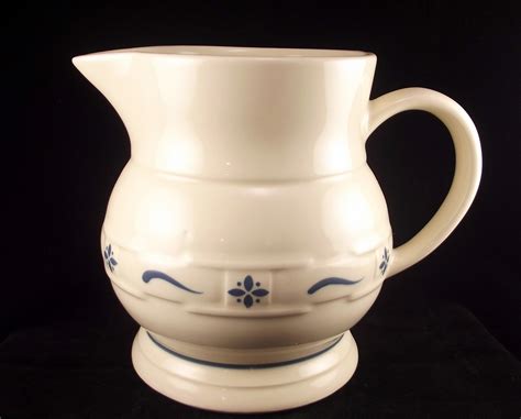 Longaberger Pottery large Woven Traditions Classic blue pitcher - Other