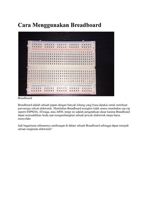 Cara Menggunakan Breadboard - Cara Menggunakan Breadboard Breadboard ...