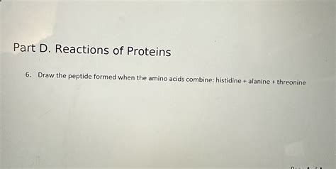 Solved Part C. Stereoisomers of Amino Acids 5. Draw the D | Chegg.com