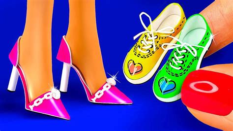 12 DIY PAPER SHOES FOR BARBIE ~ High heel shoes, Sneakers, Mules, Skates and more - YouTube