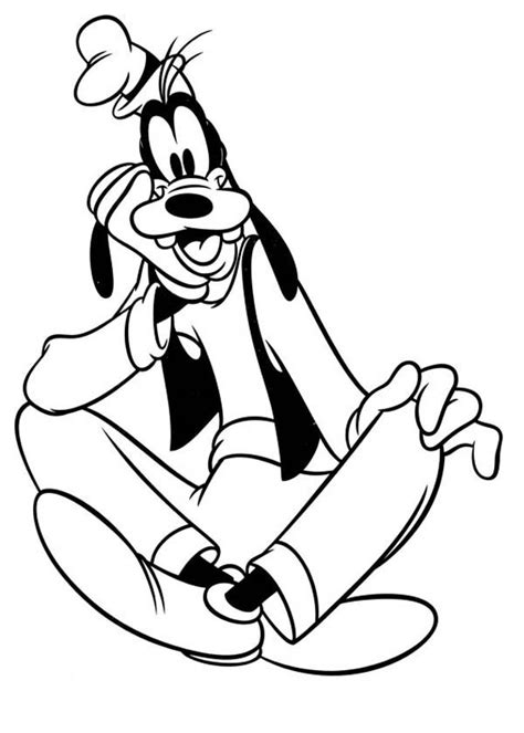 Goofy Sitting Coloring Page - NetArt | Disney character drawings ...