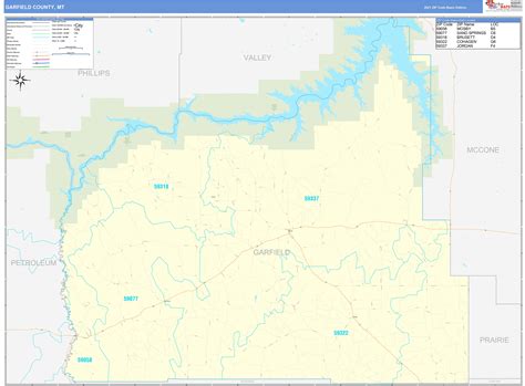 Garfield County, MT Zip Code Wall Map Basic Style by MarketMAPS