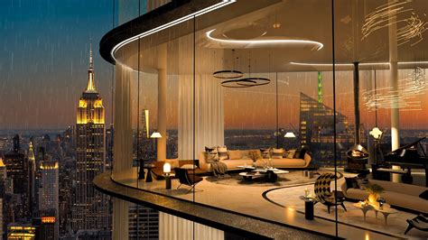 Cozy Luxury Apartments New York | Rain On Window | Relaxing Background 4k Jazz Music | Sleep ...