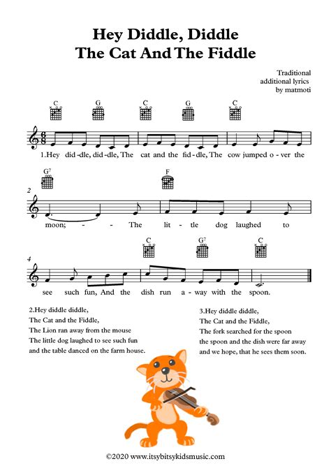 Hey Diddle Diddle Nursery Rhyme Sheet Music With Chords And Lyrics