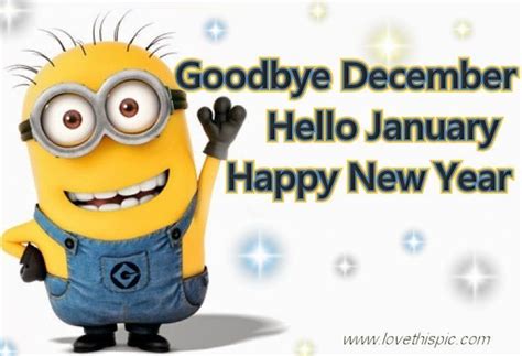 Waving Minion - Goodbye December, Hello January, Happy New Year Pictures, Photos, and Images for ...