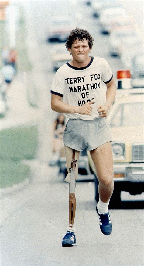 Terry Fox during his Marathon of Hope cross-country run in 1980. He ...