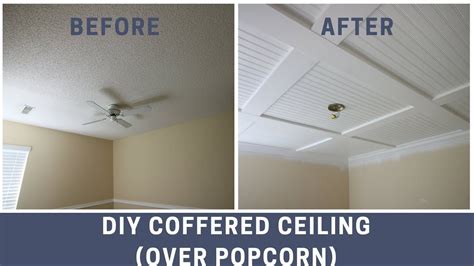 How to Cover a Popcorn Ceiling with a DIY Coffered Ceiling - YouTube | Popcorn ceiling, Covering ...