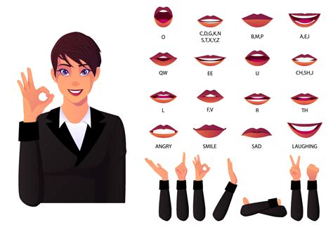 Mouth Animation Set And Lip Sync for Alphabet Businesswoman ...