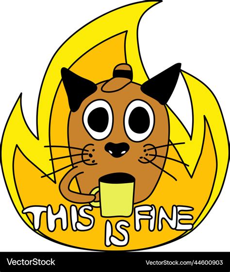 This is meme cat on fire as famous dog with a cup Vector Image