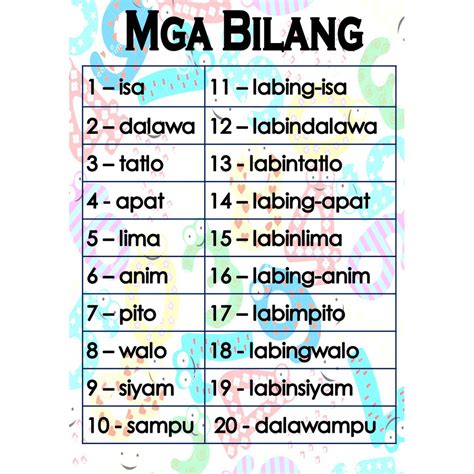 Tagalog Numbers 1 To 100