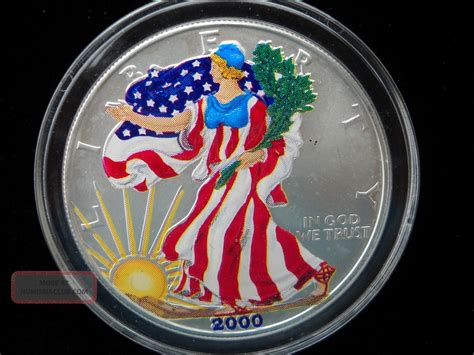 2000 American Eagle Silver Dollar Colorized Walking Liberty Coin