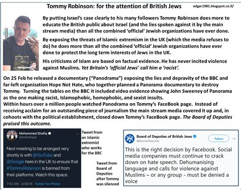 Confronting antisemitism and Israel hatred: Tommy Robinson: for the ...