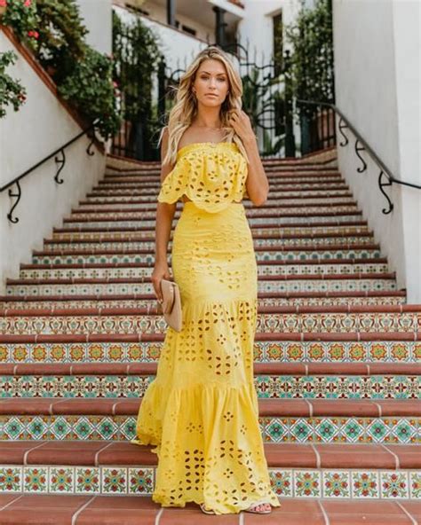 Flawless Cotton Eyelet Maxi Skirt - Yellow (With images) | Yellow dress summer, Yellow dress ...