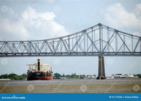 Ship Under New Orleans Bridge Editorial Photo - Image of structure ...