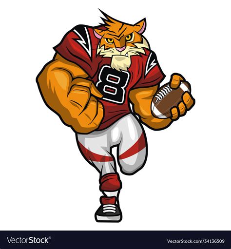 Yellow tiger - american football mascot character Vector Image