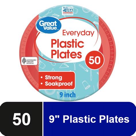 Great Value Everyday Disposable Plastic Plates, Red, 9", 50 Count - Walmart.com