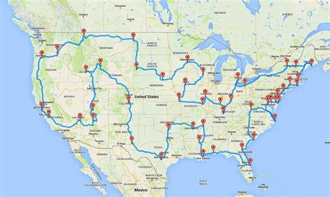 An amazing route across the United States that hits a major landmark in ...