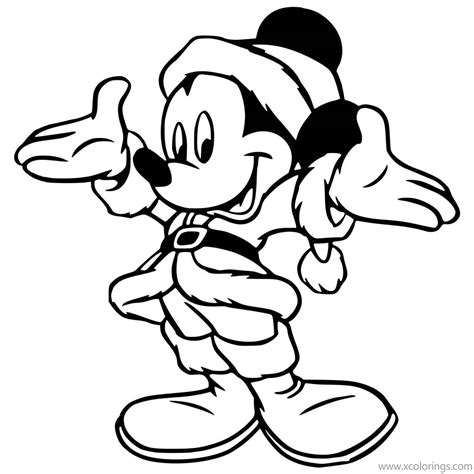 Mickey Mouse Christmas Costume Coloring Pages - XColorings.com