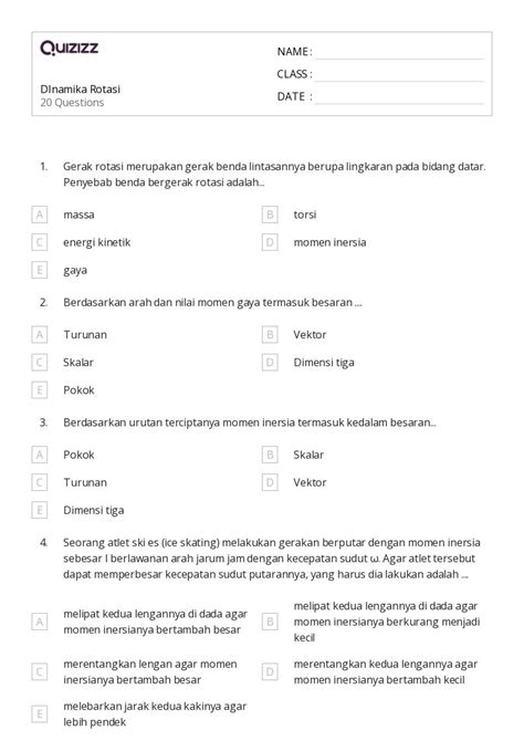 50+ lembar kerja torsi dan momentum sudut untuk Kelas 11 di Quizizz | Gratis & Dapat Dicetak