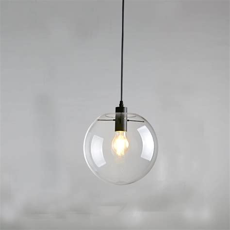 E27 Industrial Clear Glass Globe Black Shade Pendant Light Modern ...