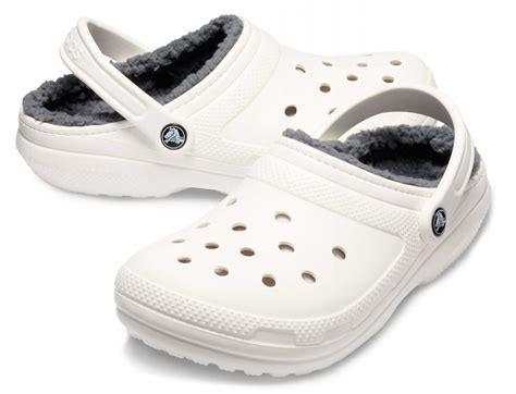 Crocs Classic Lined Warm Fuzzy Clogs White Grey 203591-11H Womens Size US 10 NEW 191448437623 | eBay