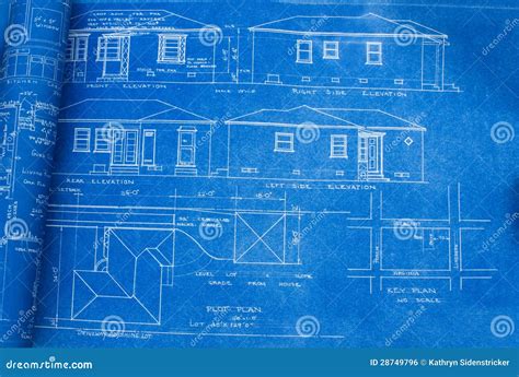 Mid Century Home Blueprint stock photo. Image of draft - 28749796