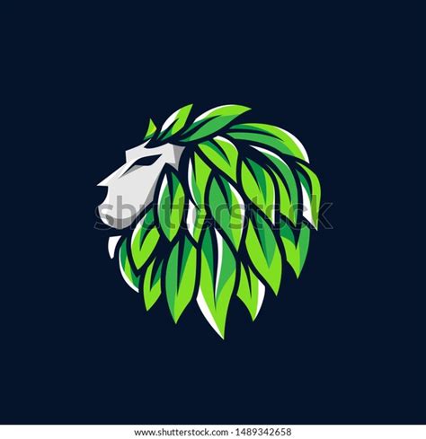 Green Lion Logo Design Leaf Lion Stock Vector (Royalty Free) 1489342658 ...