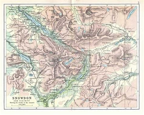 Snowdon 1895 Antique Welsh map of Snowdon and the vicinity | Etsy