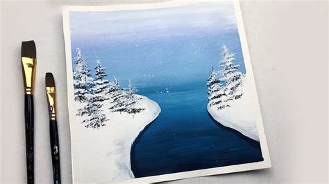 Easy Landscape Painting Ideas For Beginners, Easy Winter Landscape Pai ...