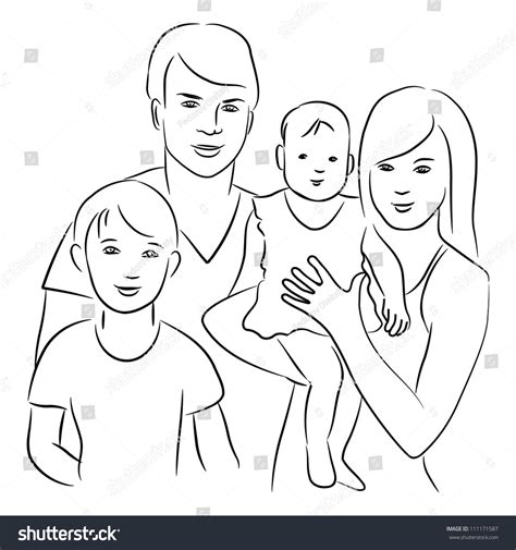 Family Sketch Drawing Stock Vector (Royalty Free) 111171587 | Shutterstock