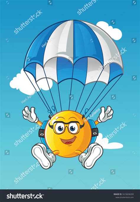 Emoticon Emoji Skydiving Cartoon Parachutes Glasses Stock Vector ...