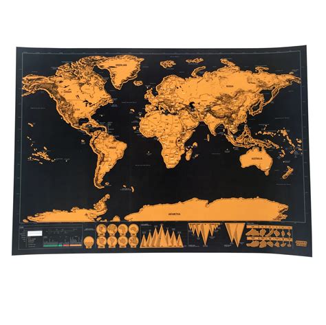 Deluxe Scratch Map Personalized World Scratch Map Mini Scratch Off Foil Layer Coating Poster for ...