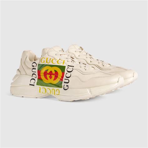 Rhyton Gucci logo leather sneaker | GUCCI®