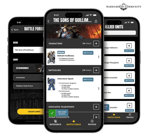 GW Warhammer 40k App Army Builder for 10th Edition