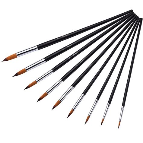 Golden Maple Oil & Watercolor Paint Brushes,9 Piece Golden Nylon Detail ...