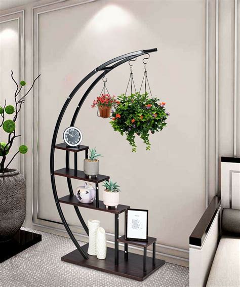 GDLF 5 Tier Metal Plant Stand Indoor Curved Display Book Shelf Storage ...