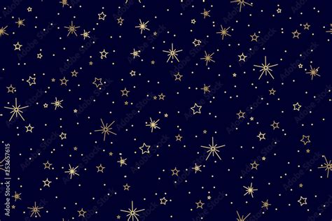 Seamless night sky pattern with shining stars and midnight blue ...