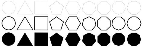 set of polygons shape.square,circle, triangle, quadrangle, pentagon, hexagon, heptagon, octagon ...