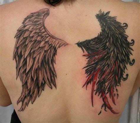 Coole Idee für Tattoos nach dem Yin und Yang Stil Angel Wings Tattoo On ...