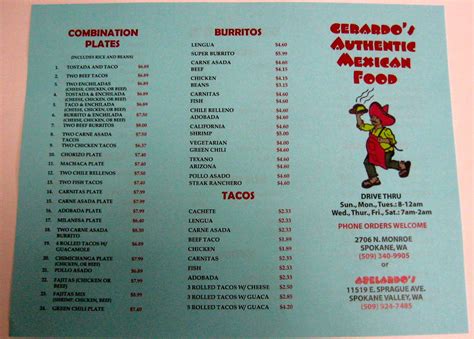 Gerardo's Authentic Mexican Restaurant Menu - Urbanspoon/Zomato