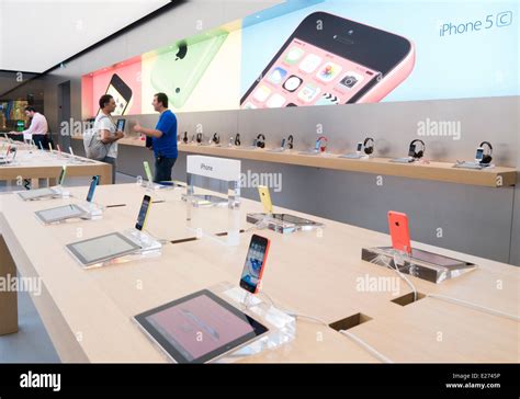 The Apple iPhone 5C on display in The Apple store in Istanbul Turkey ...