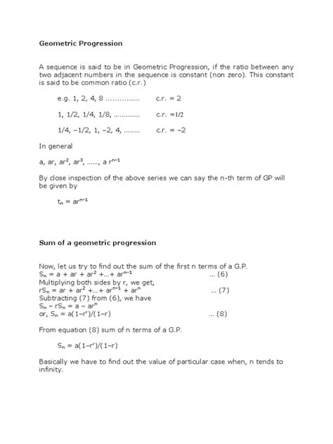 Geometric Progression | PDF | Mathematical Concepts | Mathematical Objects