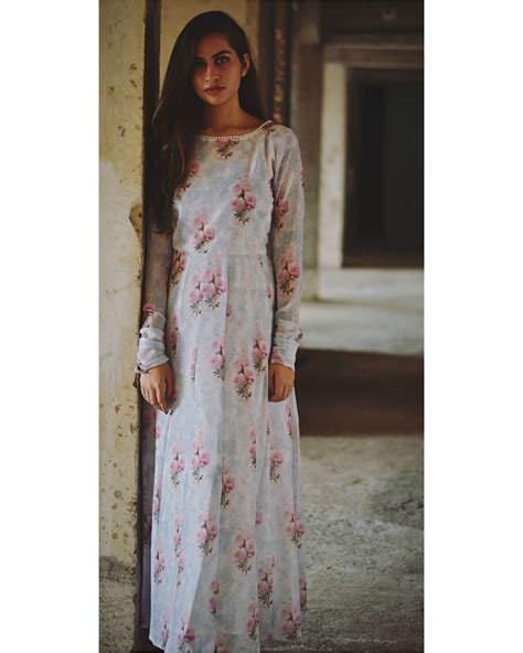 Pale grey and pink floral maxi dress by Tie & Dye Tale | The Secret Label