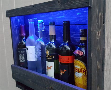 Lighted Wine Rack RUSTIC Liquor Cabinet Battery Operated | Etsy Liqour, American Wine, Rustic ...