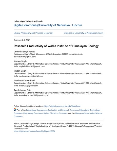 (PDF) Research Productivity of Wadia Institute of Himalayan Geology